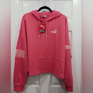 PUMA Women's Vibrant Pink Cropped Hoodie